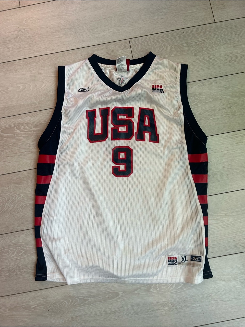 LeBron James Reebok USA Basketball Jersey White with Red & Navy #9